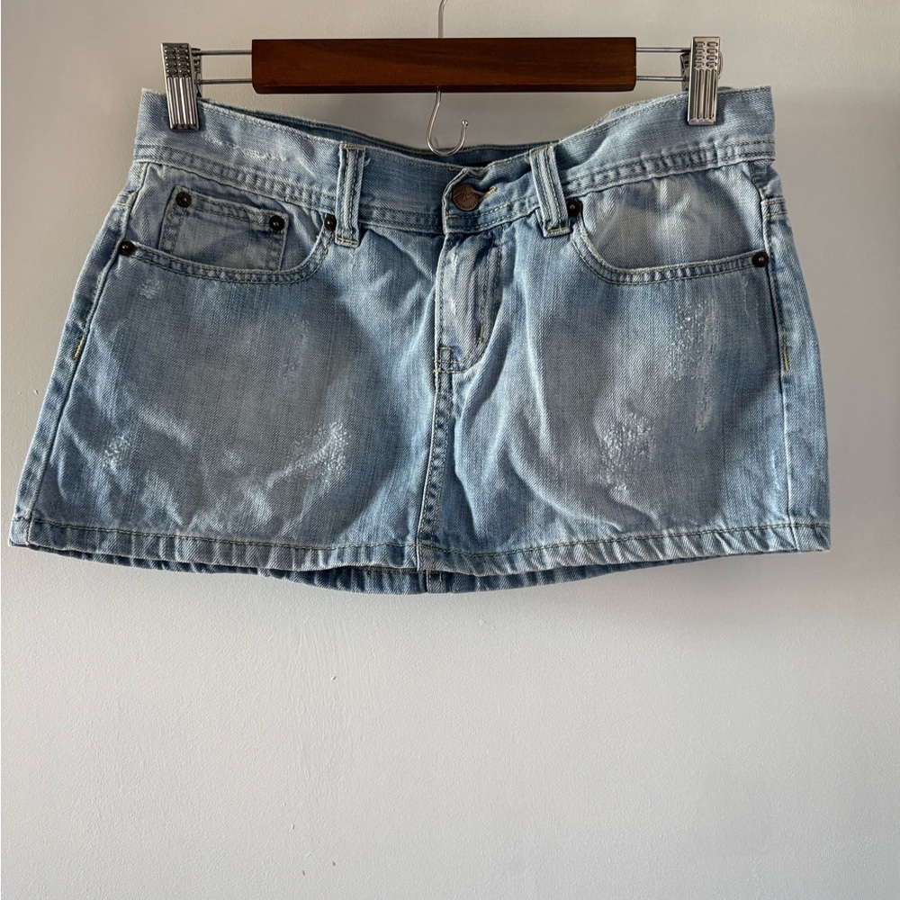 Machine Light Blue Denim Mini Skirt